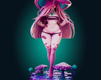 Figura de chica hongo fantástica, estatua de linda chica monstruo, decoración coleccionable de hada micónida mágica