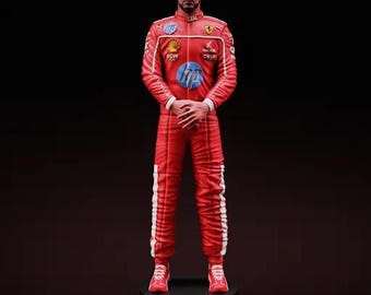 Lewis Hamilton Ferrari Suit Figurine, F1 Driver Statue, Racing Collectible Figure, Motorsport Desk Decor Gift