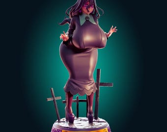 Figura inspirada en Hex Maniac, estatua de chica anime espeluznante, figura de fantasía gótica, artículo de colección para decoración de Halloween.