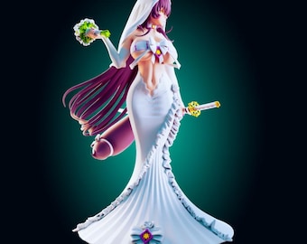 Figura de chica zorro de boda de anime, estatua de waifu de novia de fantasía, elegante regalo coleccionable de anime