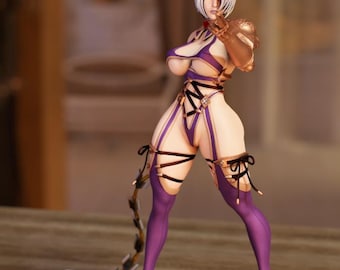 Fantasy Whip Warrior Figure, Hand Painted Anime Style Statue, Mature Collector Desk Decor, Dark Fantasy Figurine