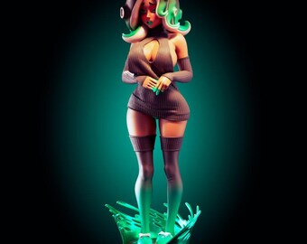 Estatua de Octoling Girl, figura de personaje inspirada en el océano, decoración coleccionable estilo Inkling estilizado