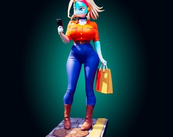 Figura de chica zorro, estatua de mujer de fantasía urbana, figura de personaje de anime con estilo, decoración coleccionable de chica de ciudad moderna