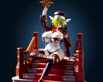 Figura de fantasía inspirada en Gardevoir, elegante estatua de anime, personaje clérigo místico, pieza decorativa coleccionable.