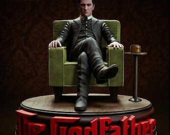 Figurka szefa mafii, dekoracja ciemnego biura, rzeźba inspirowana klasycznym filmem kryminalnym, prezent dla kolekcjonera, figurka na biurko