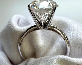 4 Carat, Lab Grown Diamond, Round Engagement Ring: 14K Gold Solitaire, IGI Certified