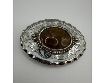 Vintage Silver w/ Precious Stone Belt Buckle