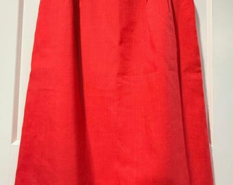 Vintage Dark Coral Polyester Pleated Skirt