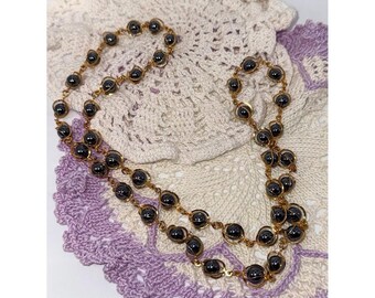 Vintage Gold Wrapped-Bead Long Necklace