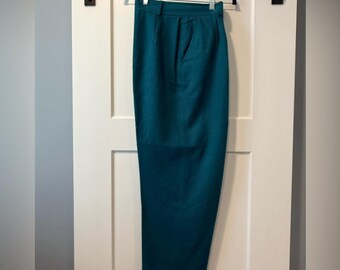 Vintage SK & Company Teal High-Waisted Wool Trousers Ladies Size 12