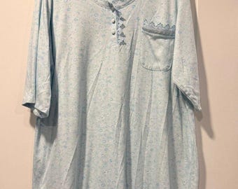 Vintage Jaclyn Smith Light Blue Floral Knit Nightgown