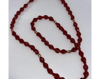 Vintage Rust Color Lucite Beaded Necklace