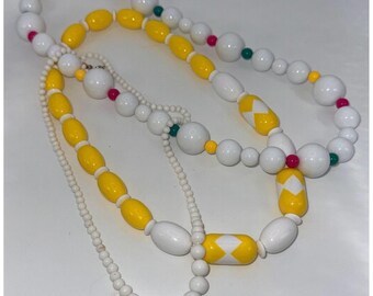 Vintage Necklace Trio - Yellow, White & Pink Lucite Beads