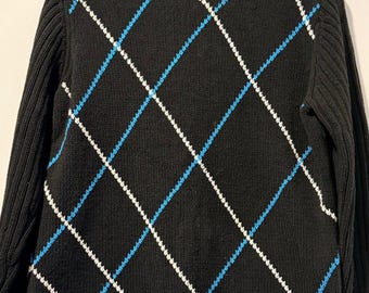 Vintage Liz Claiborne Black Sweater w/ Diamond Pattern