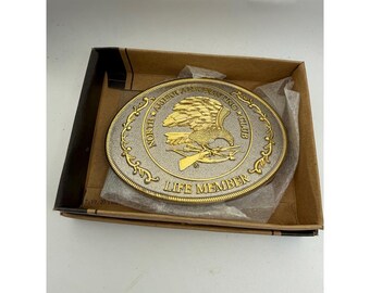Vintage NIB North American Hunting Club Life Member Belt Buckle