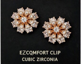 NWT Vintage Anne Klein EZ Comfort Clip Cubic Zirconia Earrings