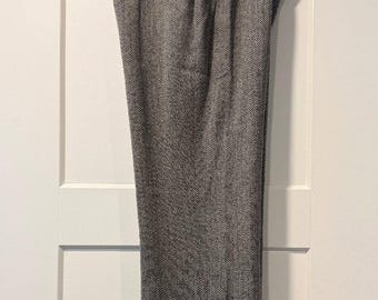 Vintage Brooks Brothers Black & White Wool Chevron Print Dress Trousers
