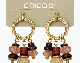 NWT Vintage Chico Pagi Cherry Drop Hoop Earrings