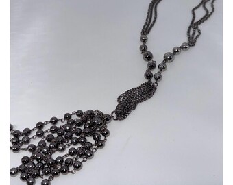 Vintage Multi-strand Ball-Beaded Chain With Chandelier Tassel