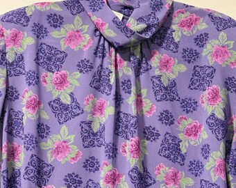 Gorgeous Vintage Pendleton Country Sophisticates Lavender Floral Blouse Sz 14