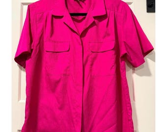 Vintage Laura and Jayne Short-Sleeve Dark Pink Blouse Size 10