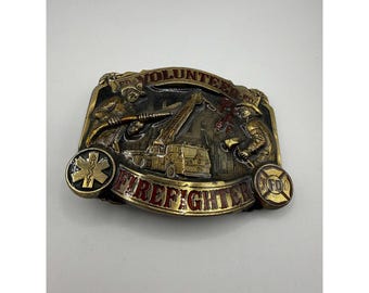 Vintage 1986 Volunteer Firefighter Belt Buckle