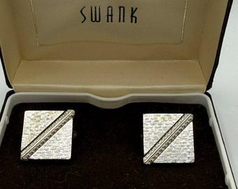 NIB Vintage Swank Gold Tone Square Cufflink Set