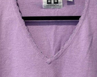 Vintage Storybook Knits Lavender Short-Sleeve Lightweight V-Neck Sweater