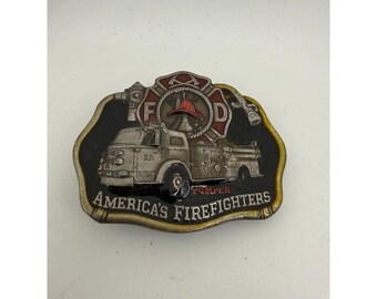 Vintage 1985 America's Firefighters Belt Buckle