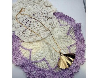 Vintage Gold-Tone Fan Necklace