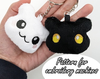 ITH (in the hoop) embroidery pattern botamon yukimibotamon digimon keychain