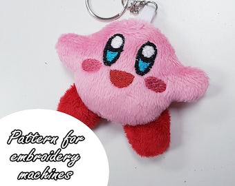 ITH (in the hoop) embroidery pattern Kirby keychain