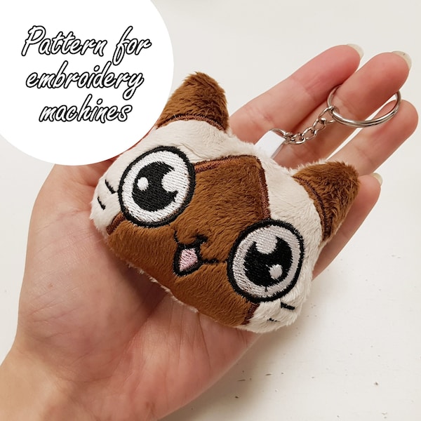 ITH (In The Hoop) embroidery pattern Felyne Palico keychain Monster Hunter
