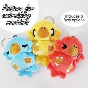 ITH (in the hoop) embroidery pattern chocobo final fantasy keychain