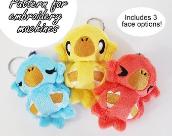 ITH (in the hoop) embroidery pattern chocobo final fantasy keychain