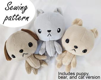 teddy bear mini plush sewing pattern PDF