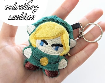 ITH (in the hoop) embroidery pattern Link legend of Zelda keychain