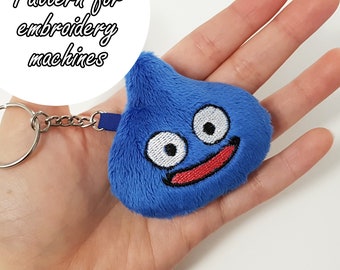 ITH (In The Hoop) embroidery pattern Dragon Quest slime keychain