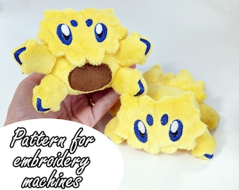 ITH (in the hoop) embroidery pattern Joltik pokemon spider mini plush