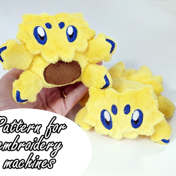 ITH (in the hoop) embroidery pattern Joltik pokemon spider mini plush