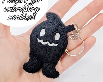 ITH (in the hoop) embroidery pattern Krobus Stardew Valley keychain