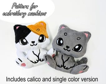 ITH (in the hoop) embroidery pattern cat mini plush