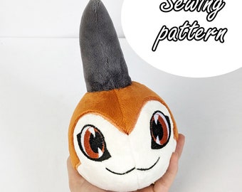 Tsunomon mini plush Digimon sewing pattern PDF DIY plushie toy
