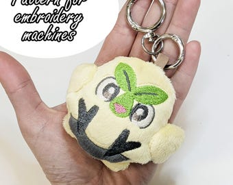 ITH (in the hoop) embroidery pattern Grass Bird keychain