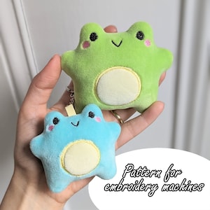 ITH (in the hoop) pattern Frog mini plush and keychain