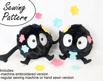 Soot Sprite mini plush sewing pattern PDF