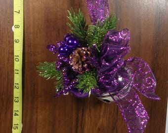 Holiday Floral Jingle Bell Door Hanger, FREE SHIPPING, Christmas Decoration, Door Decoration
