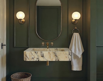 Marble Sink Calacatta Viola, Bathroom Sink, Wall mounted Sink, Powder Sink, Handcarved Sink, Marble Washbasin, Natural Stone, Custom Size