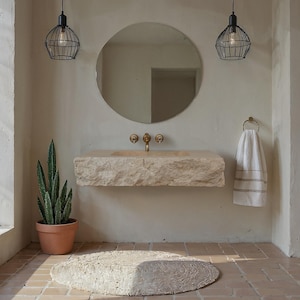 Marble Sink Travertine, Bathroom Sink, Wall mounted Sink, Vessel Sink, Handcarved Sink, Marble Washbasin, Natural Stone, Custom Size