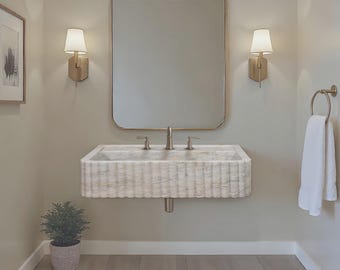 Marble Sink Carrara White, Bathroom Sink, Wall mounted Sink, Vessel Sink, Handcarved Sink, Marble Washbasin, Natural Stone, Custom Size